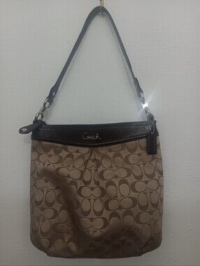 Coach Shoulder Bag in Khaki with Brown Trim (Offers Welcome)